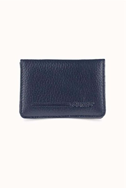 GUARD Magnetized Small Size Navy Blue Leather Card Holder/Business Card Holder