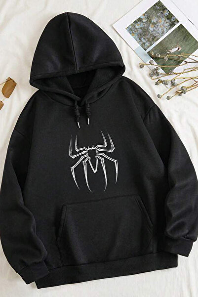 Unisex İndigo Siyah Basic Sweatshirt Hoodie