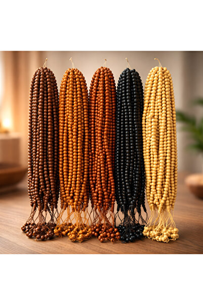 OBRNHOMEN 10 Pieces Mixed Color 99 Wooden Prayer Beads Hajj Umrah Mevlüt Dowr...