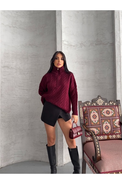 erki triko Zippered Half Fisherman's Hair Knit Sweater