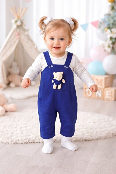 Babies Kız Bebek Salopet Takımı Ayıcıklı %100 Pamuk – Uzun Kollu Bodyli Şık v...