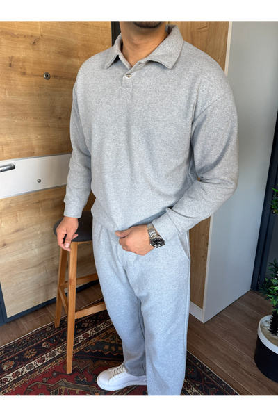 blucombin طقم ملابس رياضية شتوية للرجال من Baggy Polo Collar قماش مجدّل يتكون...