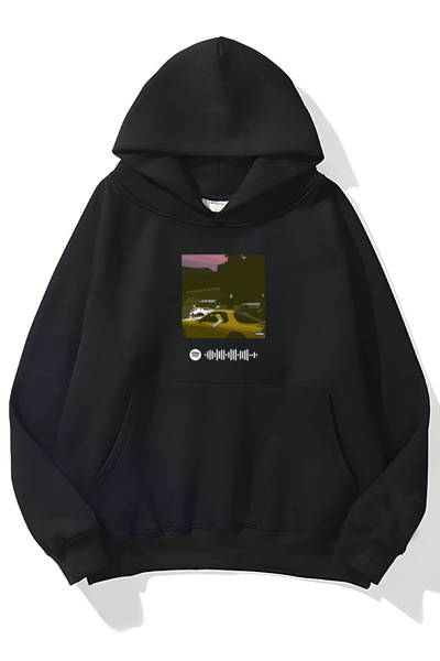 Unisex İndigo Siyah Basic Sweatshirt Hoodie