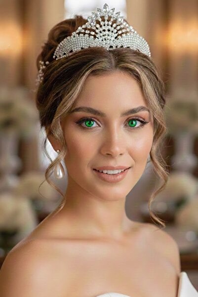 CAŞ DEKORASYON تاج زفاف من حجر الزركون مع نقش 'الوعد'