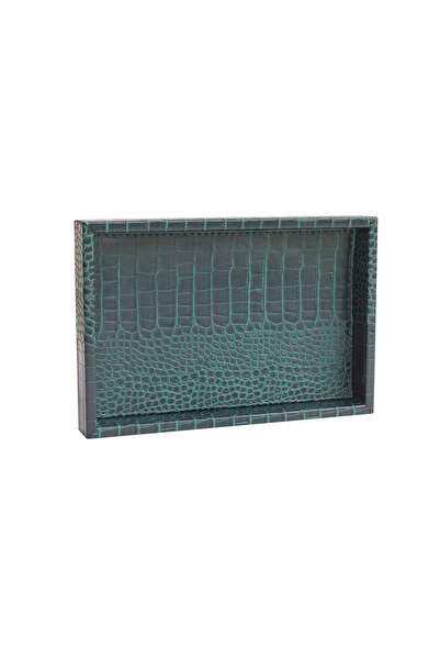 MOENAStudio Small Size Matte Dark Green Crocodile Pattern Faux Leather