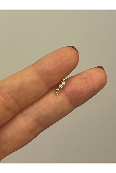 denizden silver Taşlı gümüş yay piercing