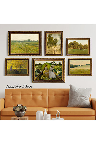 Sanart Framed Oil Painting Set, 6 Piece Paintings with Frame, Retro Paintings...