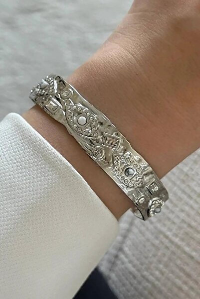 BirYıldızOl Steel Eye Bracelet (1.50 cm Thickness)