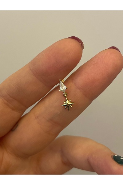 denizden silver Sallantılı kutup yıldızı gümüş piercing