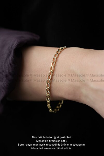 MASSOLE سوار نسائي ذهبي اللون بسلسلة رفيعة مزين بأحجار الزركون الأنيقة للاستخ...