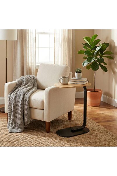 Palma homez C-shaped side table with a smooth top - wood and metal, 60 cm - wood