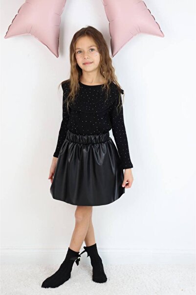 ARBİ kids Costum de fustă elegant din două piese pentru fetiță cu pietre apli...