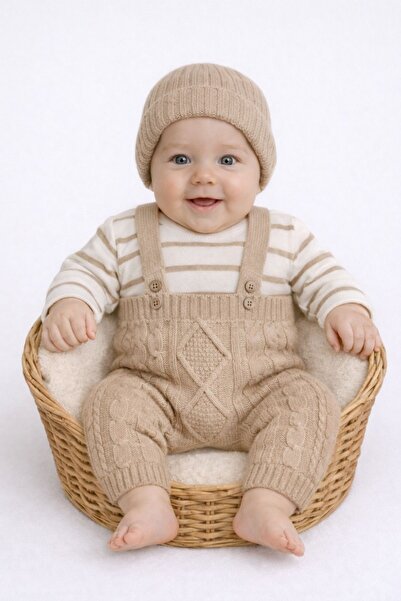 Minytrendy Baby Boy 3-Piece Knitwear Holiday Set Knitwear Sweater and Beret S...