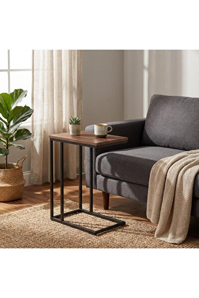 Palma homez Wooden side table - light brown and black, 40x30x60 cm