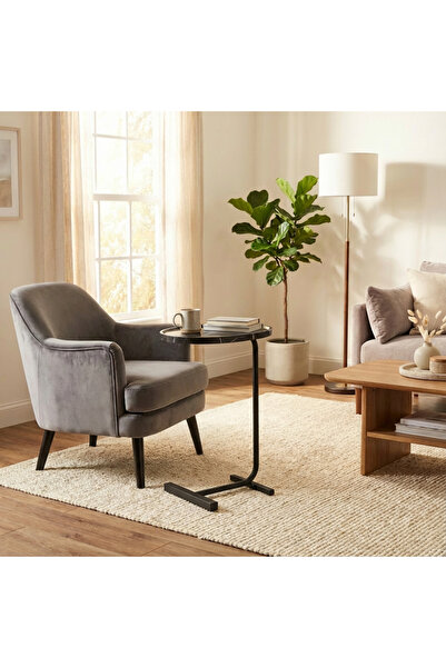 Palma homez Streamlined C-Shape Side Table - 30x45 cm - Black