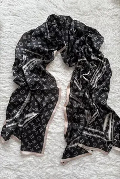 PİRAMİT Vual Silk Shawl Lv Model Black Beige