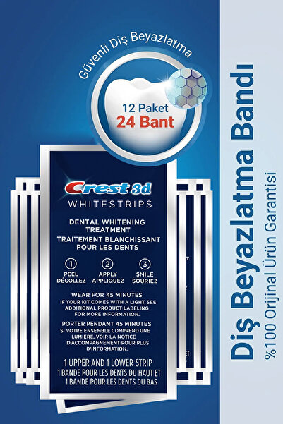 CREST 3d Whitestrips Dental Whitening Diş Beyazlatma Bantları 12 Paket (24 Bant)
