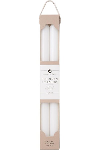 Northern Lights Candles Taper Candle 30.5 cm - Pure White - Pack of 2