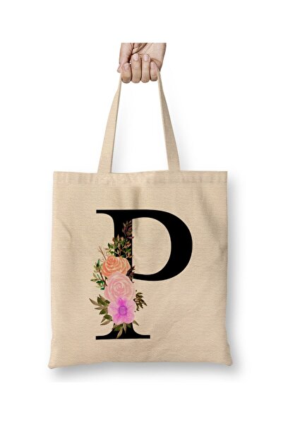 Toyaso Γράμμα Π Λευκή υφασμάτινη τσάντα με μακρύ χερούλι Τσάντα αγορών Τσάντα...