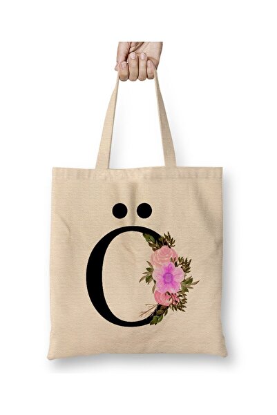 Toyaso Letter O White Cloth Bag Long Handle Shopping Bag Beach Bag