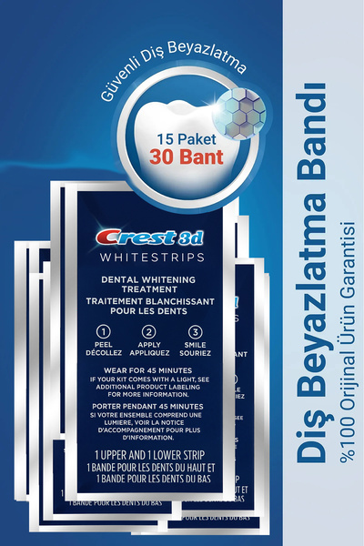 CREST 3d Whitestrips Dental Whitening Diş Beyazlatma Bantları 15 Paket (30 Bant)