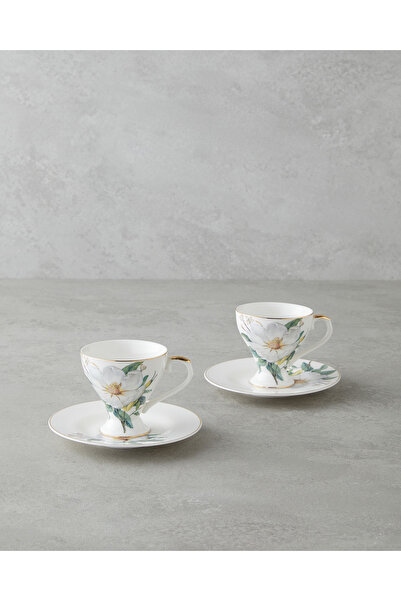 English Home Garden Lovely New Bone China 4 Parça 2 Kişilik Kahve Fincan Takı...