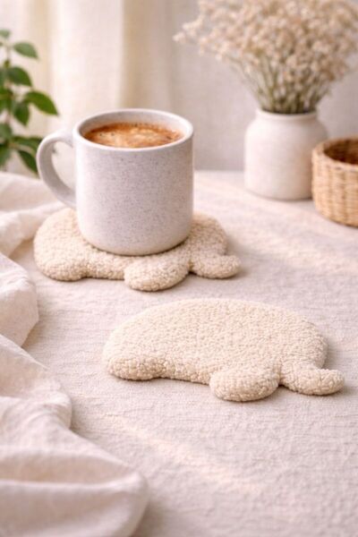 Cherry Bloom Cotton Fil 2-Piece Coaster Set Teddy