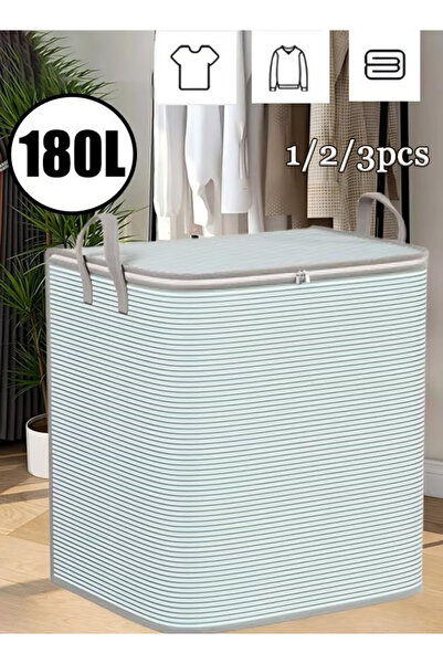 Generic حقيبة تخزين كبيرة بسعة 180 لترًا مزودة بمقابض، حقيبة تخزين قابلة للطي...