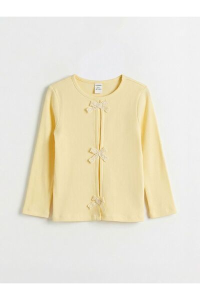 LC Waikiki LCW Kids Bisiklet Yaka Fiyonk Detaylı Kız Çocuk Tişört