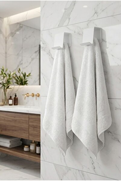 mee wall art حامل مناشف معدني مزدوج |   ملحق حمام عصري ذو لاصق عالي التحمل