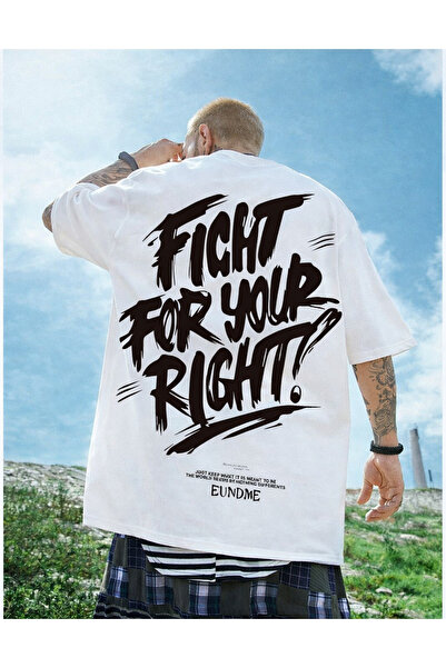 CLASSY.MODA Unisex Crew Neck Back Lettering Printed Streetwear Oversized T-Shirt