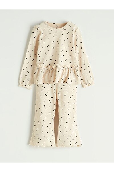 LC Waikiki Lcw Baby Crew Neck Heart Patterned Baby Girl Set