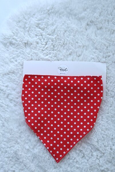 YamanCo Store Kırmızı Puantiyeli Lastikli Üçgen Bandana (Poplin)