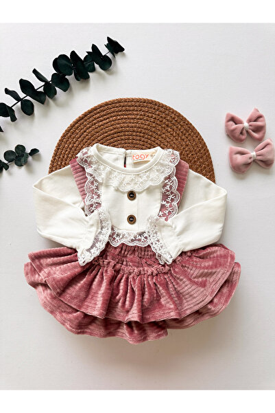 daisybelluna LİNDA kız bebek kadife salopet