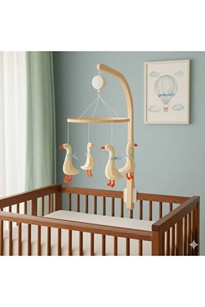 keçedekorr Bebek beşik dönencesi,el yapımı ördek figürlü, müziksiz beşik döne...