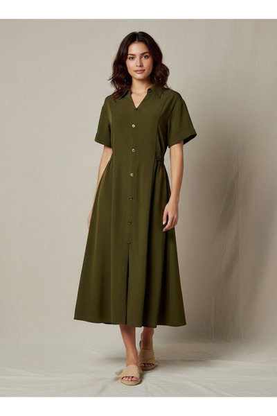 FAV فستان ميدي بتصميم قميص مع شق أمامية