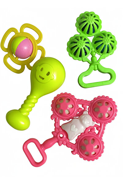 Kids 4'lü Bebek Çıngırak ve Diş kaşıyıcı Seti - Eğitici Kavrama Oyuncakları -...