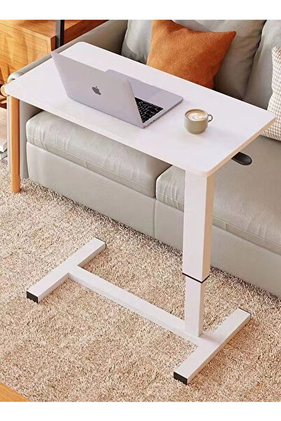 VOGMAX Overbed Bedside Table with Rolling Wheels 80x40x90cm C-Shape Side Tabl...