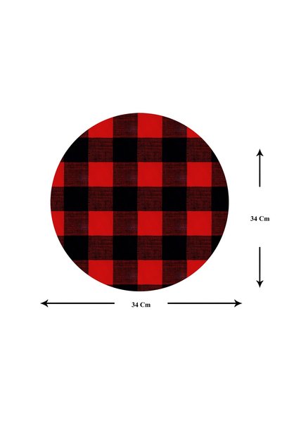 PALS TEKSTİL Red Plaid Round 34 X34 American Service