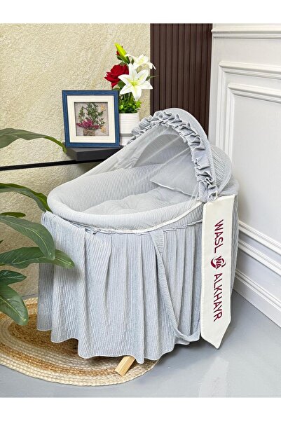 WASL ALKHAIR مهد مواليد أنيق وآمن للأطفال من سلة موسى مصنوع من حديد قوي وقماش...