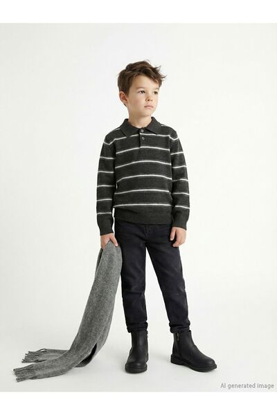 LC Waikiki Polo Neck Striped Boys' Knitwear Sweater