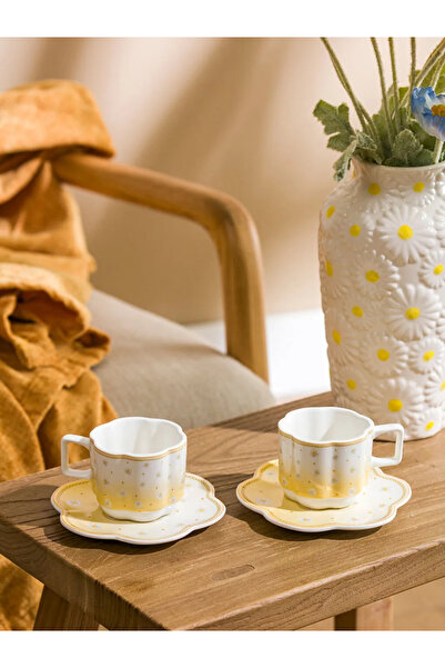 LC Waikiki Lcw Home Yellow 2-Person Porcelain Coffee Cup Set 90 ml