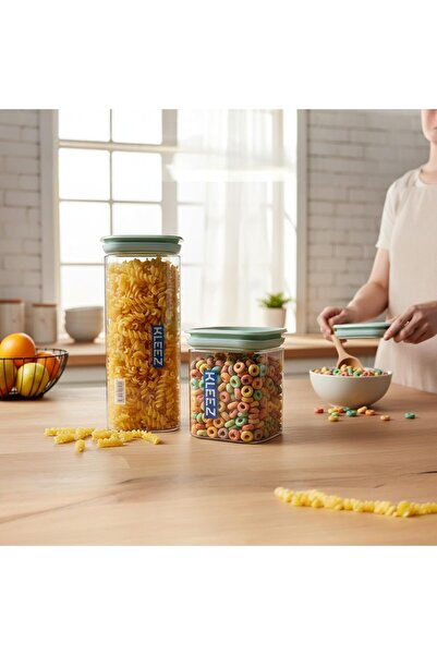 kleez Food Storage Containers Airtight | Set of 2 | 1300cc & 500cc BPA-Free Transparent Jars