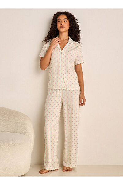 FAV طقم بيجاما (قميص وبنطال بأزرار) من الفيسكوز