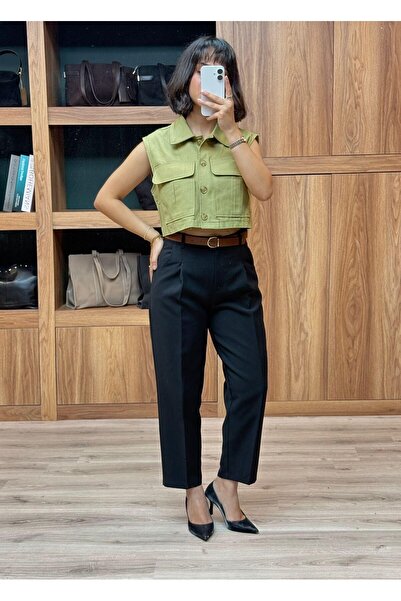 VAZIRADK بنطال بحزام على الخصر