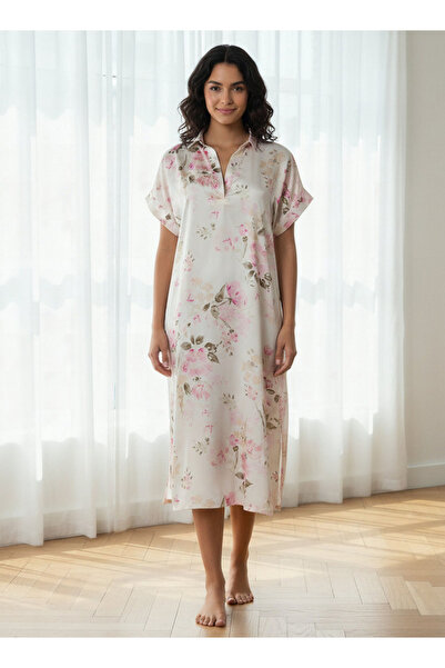 Aadaraya Night Dress Short Sleeve Floral Print