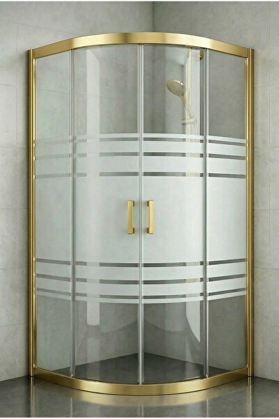 Durul Duşakabin Oval 5 mm Trio Desen Temperli Cam Altın Profil 190 cm