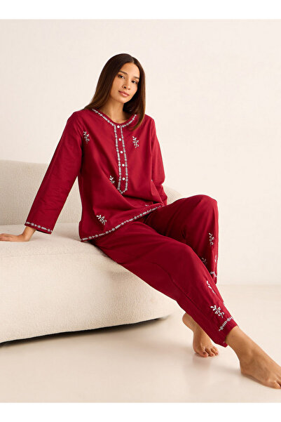 FAV طقم بيجاما قطني مكون من بلوزة وبنطال