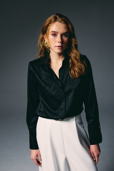 Sateen Zebra Patterned Shirt - Black