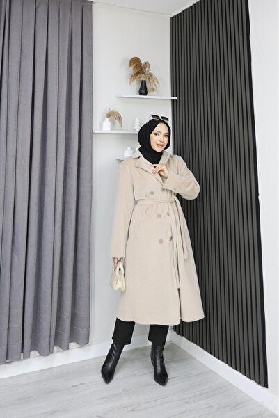 GÖZDE GİYİM Fox Fabric Double-Breasted Coat 115 Size